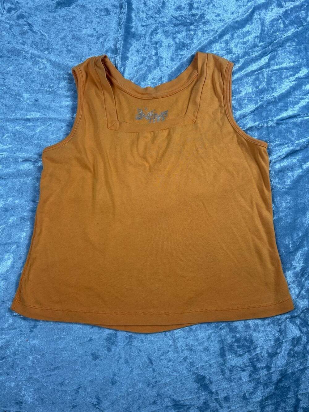 Nature's Tee Orange Square Neck Tank Top Women's PXL